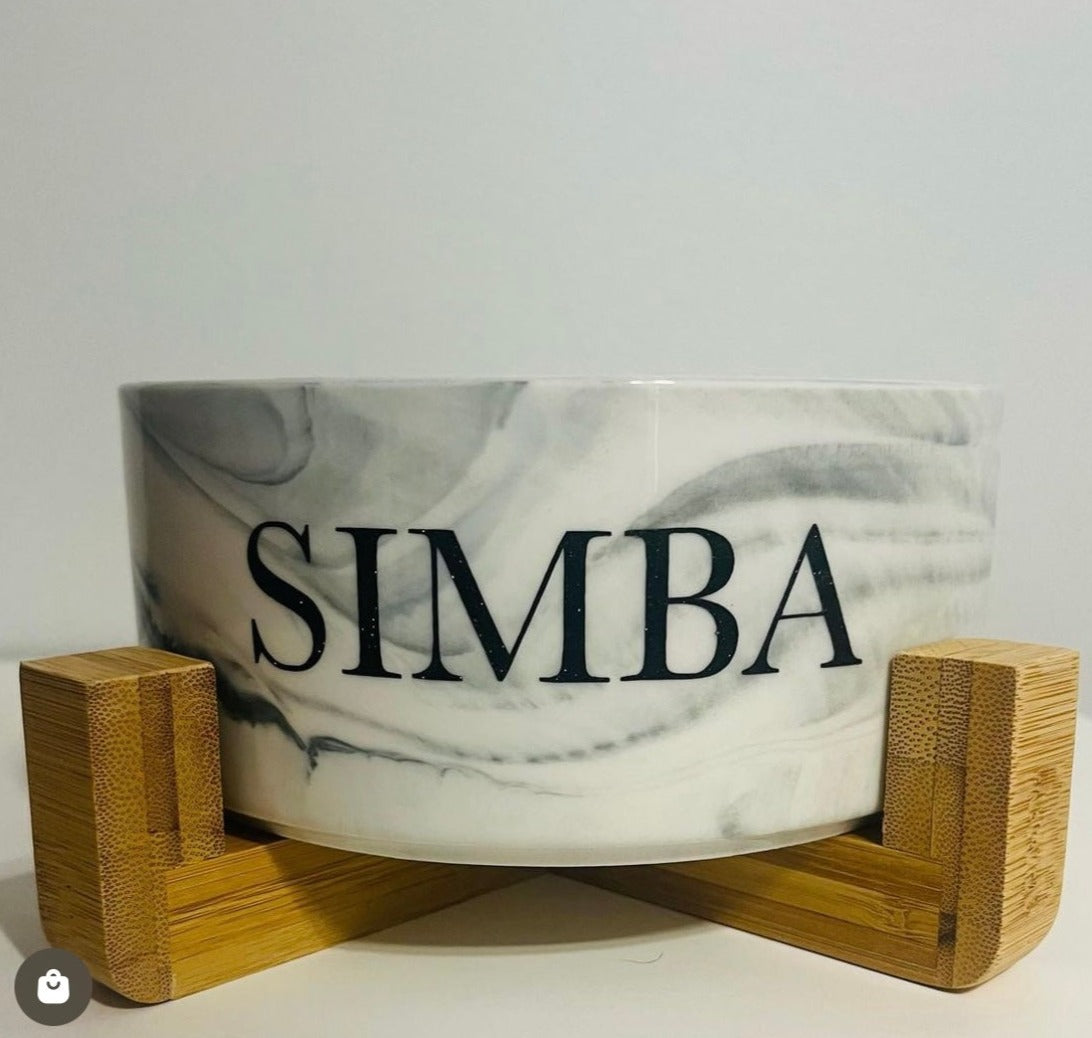 Ceramic Bowls with Wooden Stand