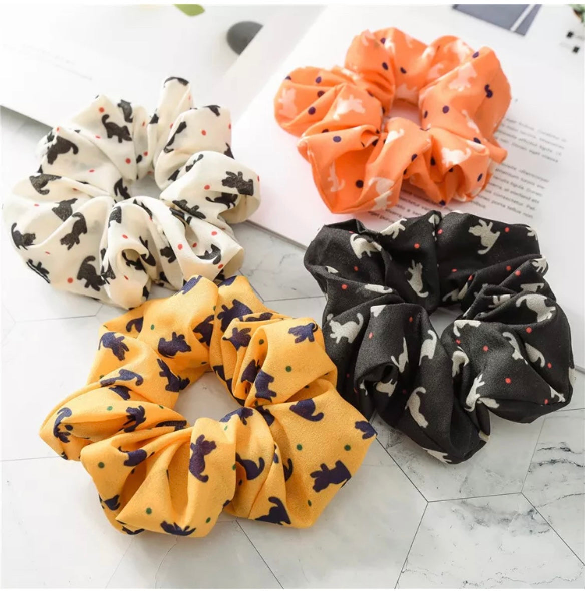 Paws N' Claws Boutique - Cat Print Hair Scrunchies