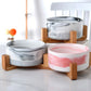 Paws N' Claws Boutique - Ceramic Bowls with Wooden Stand - 1