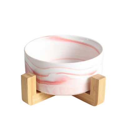 Ceramic Bowls with Wooden Stand
